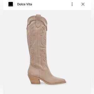 NWT Dolce Vita Beige Suede Cowboy Western Heeled Boots